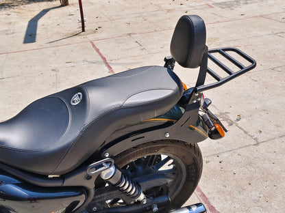 For Royal Enfield Super Meteor 650 Touring Luggage Rack With Backrest Black D1