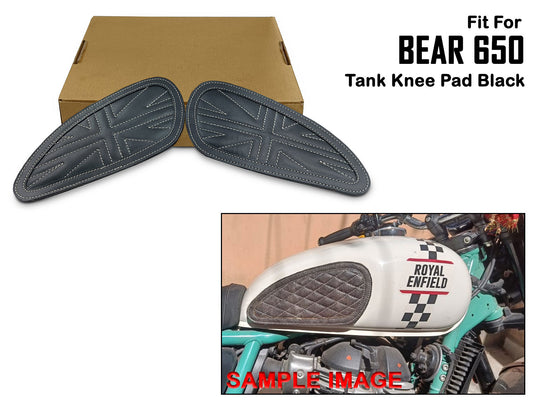 For Royal Enfield Bear 650 Leather Tank Knee Pad Black D1