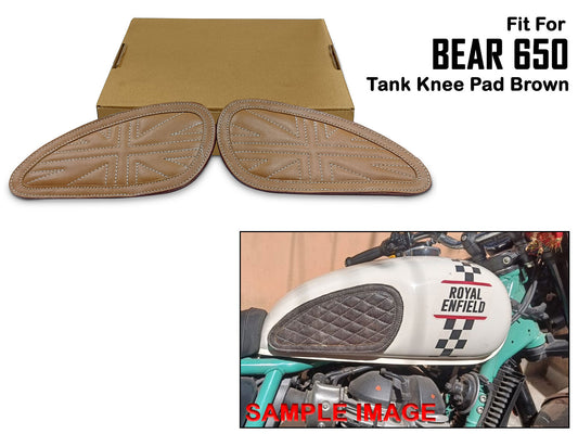 For Royal Enfield Bear 650 Leather Tank Knee Pad Tan Brown D2