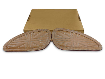 For Royal Enfield Bear 650 Leather Tank Knee Pad Tan Brown D2