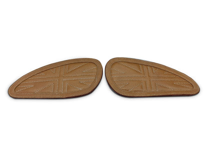 For Royal Enfield Bear 650 Leather Tank Knee Pad Tan Brown D2