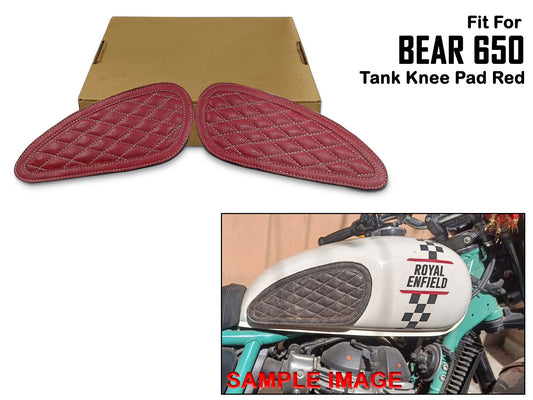 For Royal Enfield Bear 650 Leather Tank Knee Pad Red D3