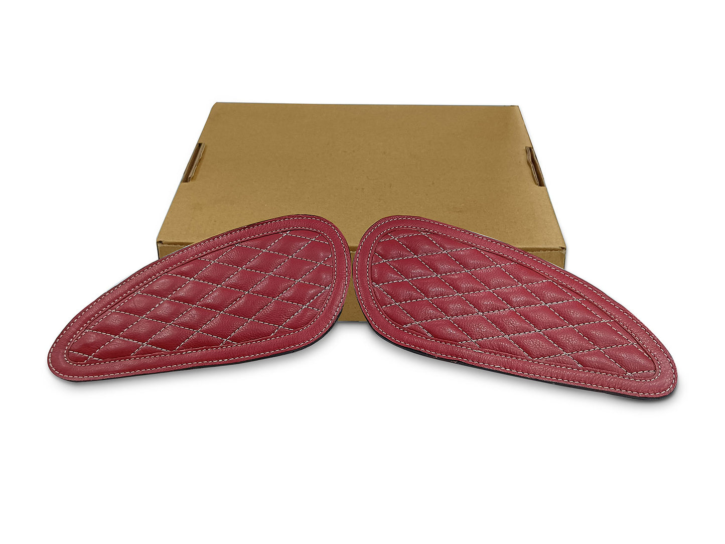 For Royal Enfield Bear 650 Leather Tank Knee Pad Red D3