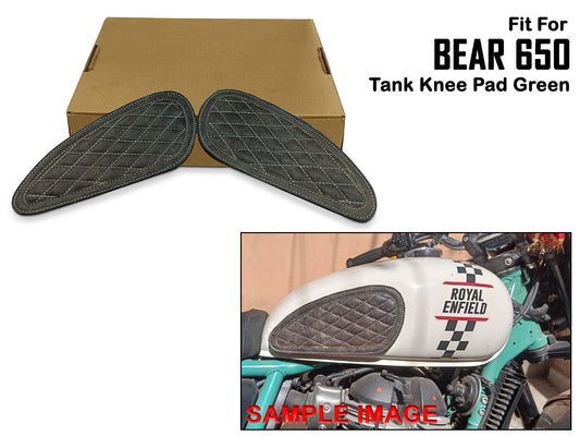 For Royal Enfield Bear 650 Leather Tank Knee Pad Black & Grey D4