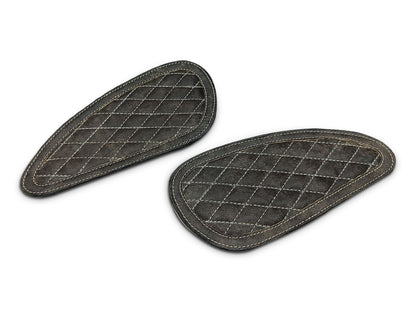 For Royal Enfield Bear 650 Leather Tank Knee Pad Black & Grey D4