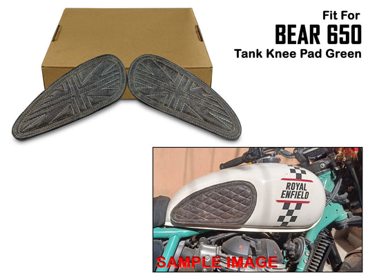 For Royal Enfield Bear 650 Leather Tank Knee Pad Black & Grey D5