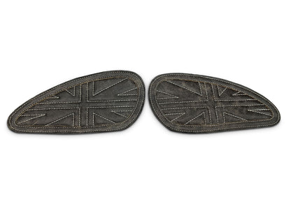 For Royal Enfield Bear 650 Leather Tank Knee Pad Black & Grey D5