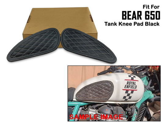 For Royal Enfield Bear 650 Leather Tank Knee Pad Black D6