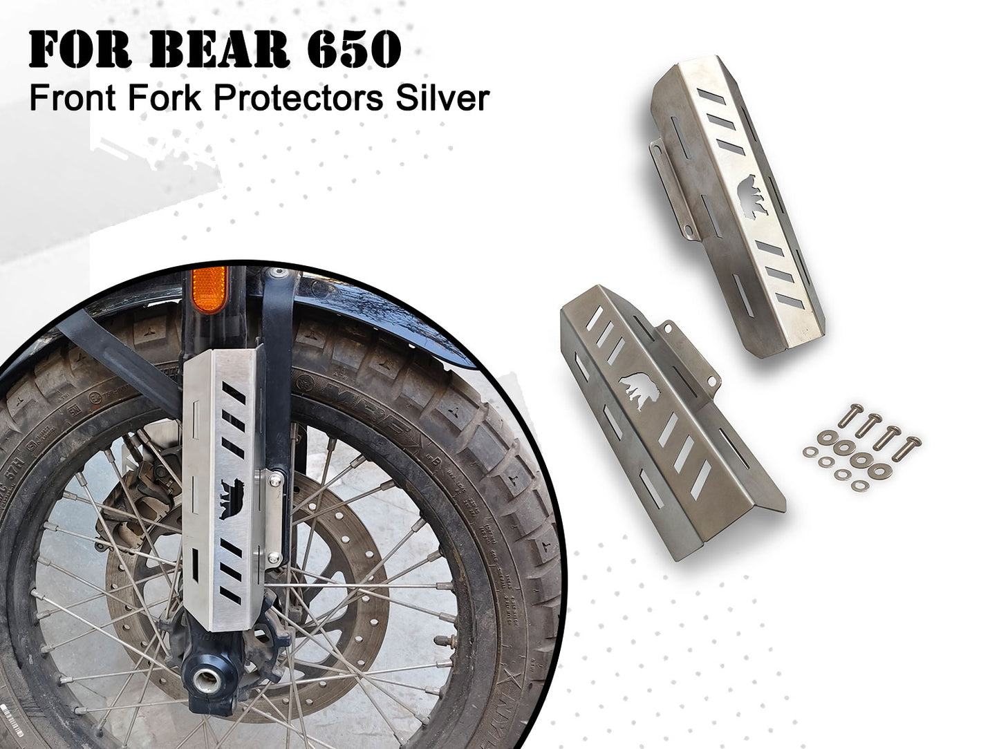 For Royal Enfield Bear 650 Stainless Steel Front Fork Protectors Silver