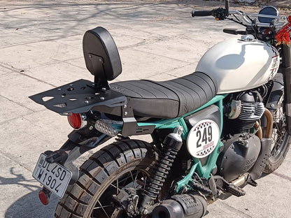 For Royal Enfield Bear 650 Rear Luggage Rack Carrier With Backrest, Black