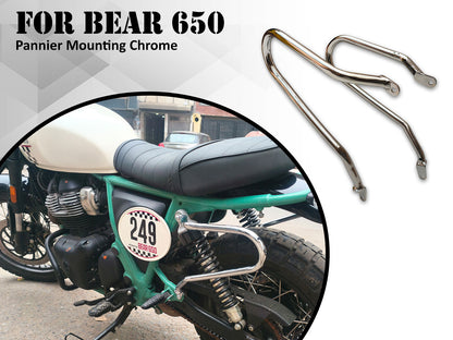For Royal Enfield Bear 650 Pannier Mounting Rails Pair Chrome