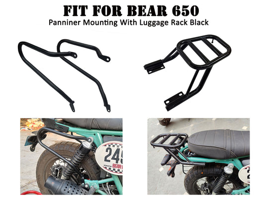 For Royal Enfield Bear 650 Rear Luggage Rack & Pannier Mounting Black