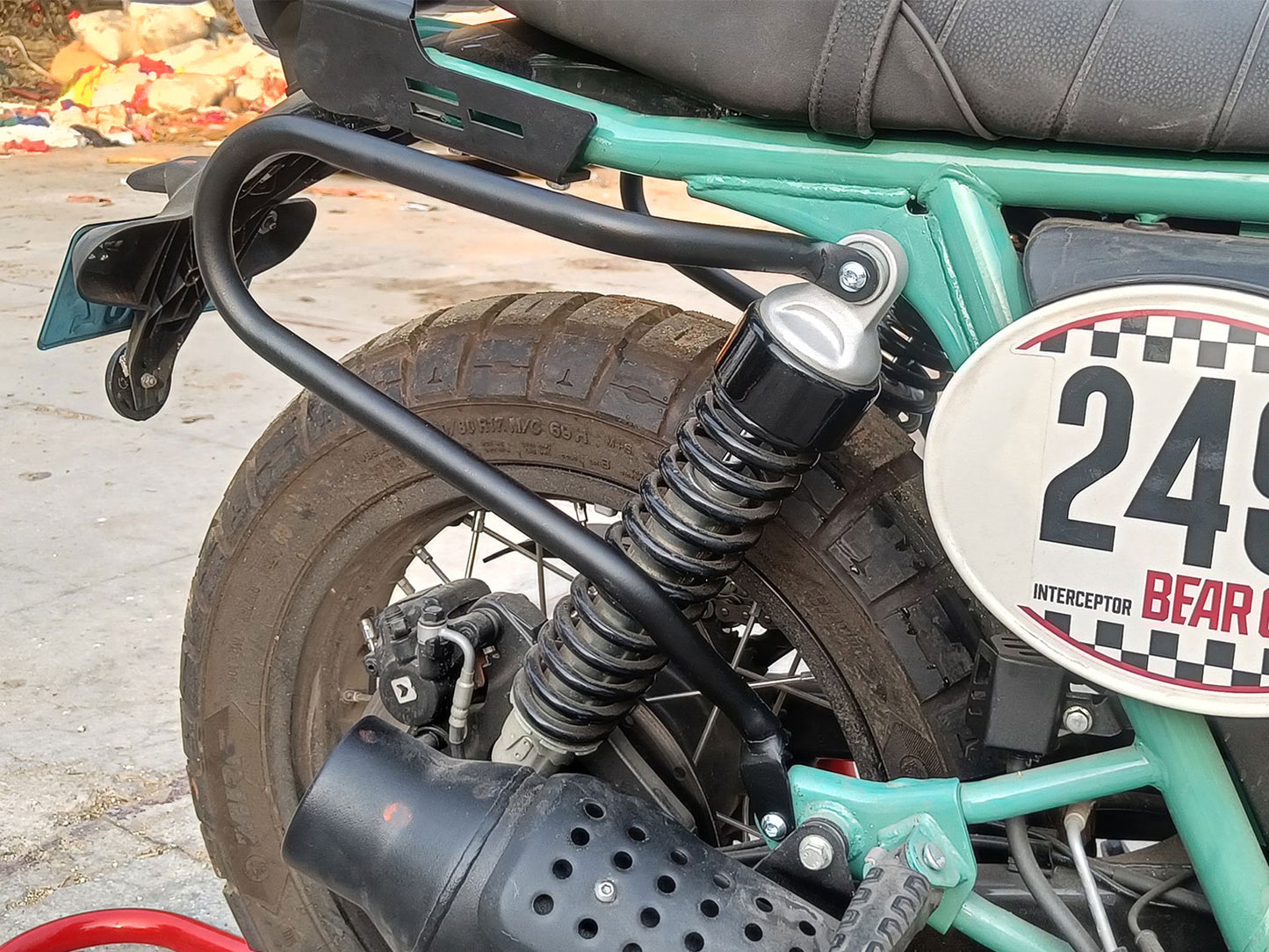 For Royal Enfield Bear 650 Rear Luggage Rack & Pannier Mounting Black