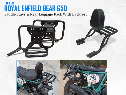 For Royal Enfield Bear 650 Luggage Rack with Backrest And Saddle Stays