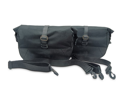 For Royal Enfield Bear 650 Soft Pannier Bags Black Color & Mounting Rails
