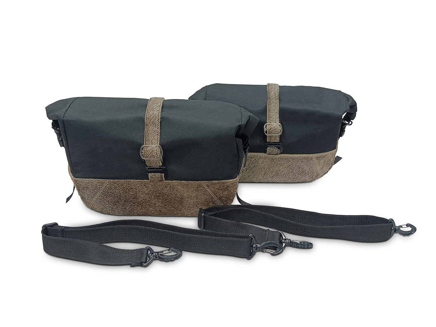 For Royal Enfield Bear 650 Soft Pannier Bags Cream Brown Color & Mounting Rails