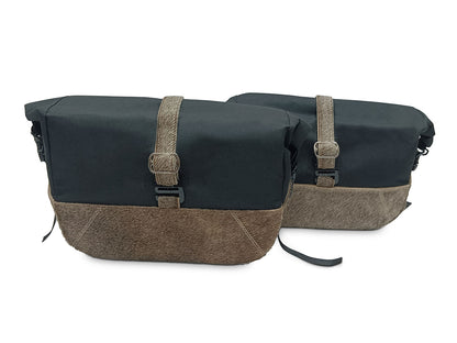 For Royal Enfield Bear 650 Soft Pannier Bags Cream Brown Color & Mounting Rails