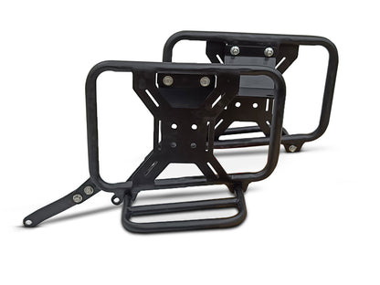 For Royal Enfield Bear 650 Leather Black Color Pannier Bags & Mounting