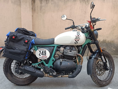 For Royal Enfield Bear 650 Canvas Pannier Bags With Saddle Stays D11