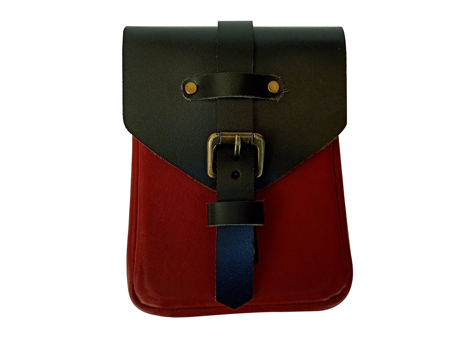 For Royal Enfield Goan Classic 350 Leather Magnetic Tank Pouch Red & Black