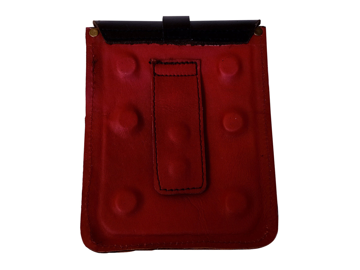 For Royal Enfield Goan Classic 350 Leather Magnetic Tank Pouch Red & Black