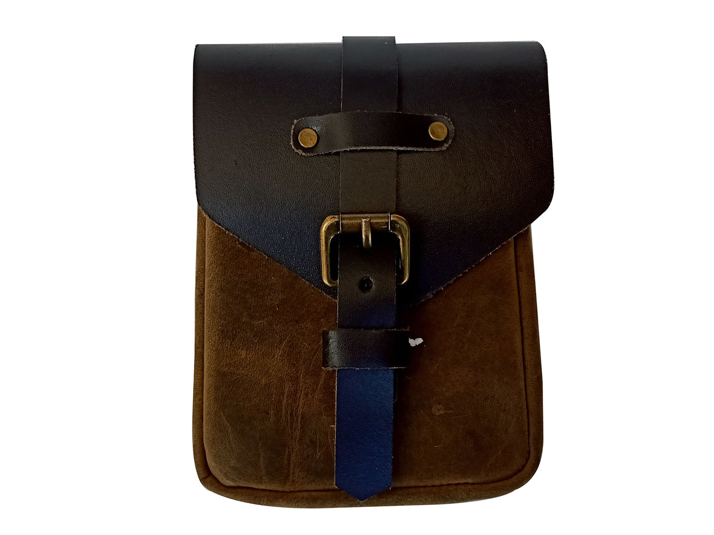 For Royal Enfield Goan Classic 350 Leather Magnetic Tank Pouch Tobacco & Black