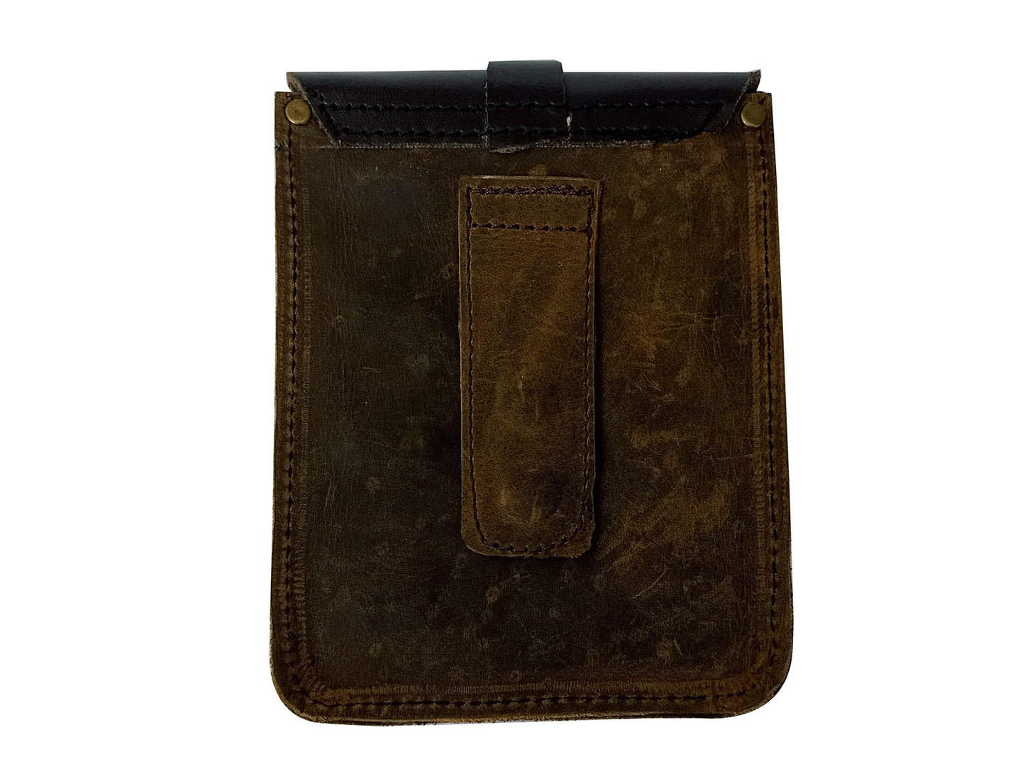For Royal Enfield Goan Classic 350 Leather Magnetic Tank Pouch Tobacco & Black