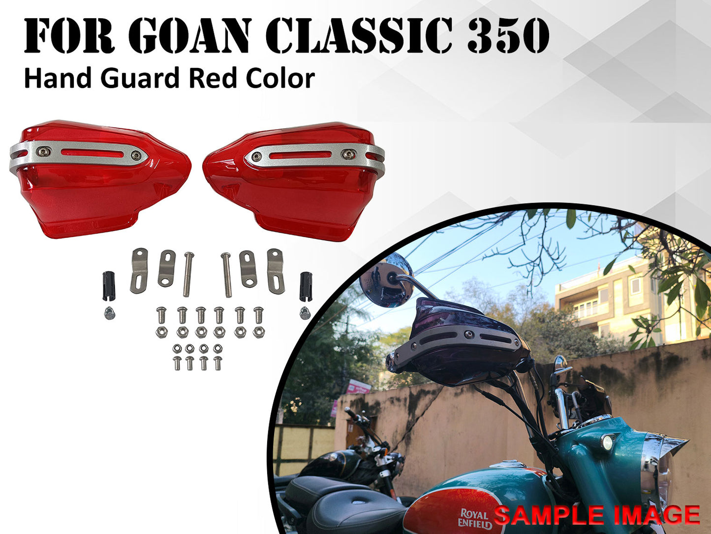 For Royal Enfield Goan Classic 350 Tinted Red Color Hand Guard Kit
