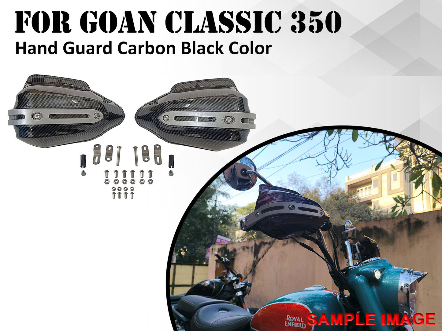 For Royal Enfield Goan Classic 350 Carbon Black Color Hand Guard Kit