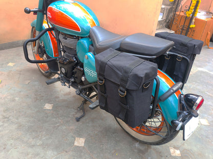 For Royal Enfield Goan Classic 350 Military Pannier Bags Black Color & Mounting