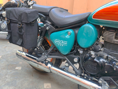 For Royal Enfield Goan Classic 350 Military Pannier Bags Black Color & Mounting
