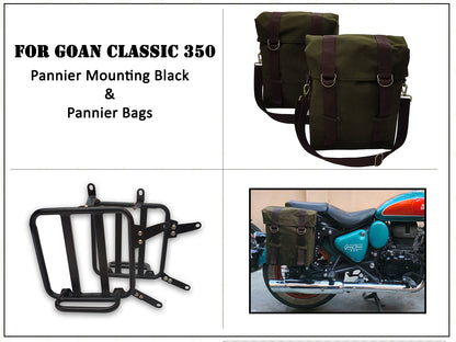For Royal Enfield Goan Classic 350 Military Pannier Bags Olive Color & Mounting