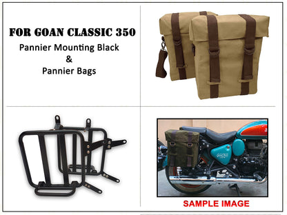 For Royal Enfield Goan Classic 350 Military Pannier Bags Sand Color & Mounting