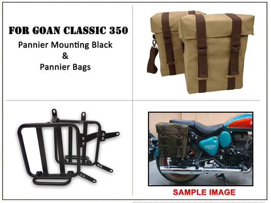 For Royal Enfield Goan Classic 350 Military Pannier Bags Sand Color & Mounting