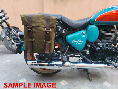 For Royal Enfield Goan Classic 350 Military Pannier Bags Sand Color & Mounting