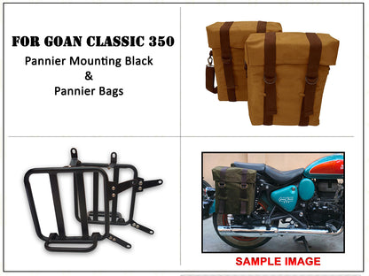 For Royal Enfield Goan Classic 350 Military Pannier Bags Desert Color & Mounting