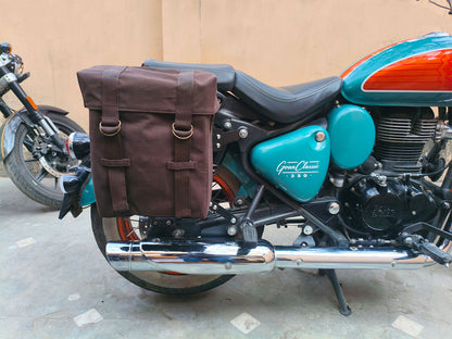 For Royal Enfield Goan Classic 350 Military Pannier Bags Coffee Brown & Mounting