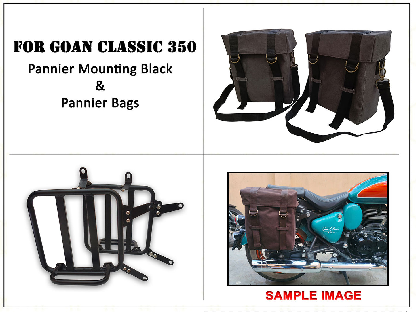 For Royal Enfield Goan Classic 350 Military Pannier Bags Grey Color & Mounting