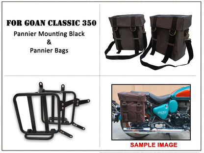 For Royal Enfield Goan Classic 350 Military Pannier Bags Grey Color & Mounting