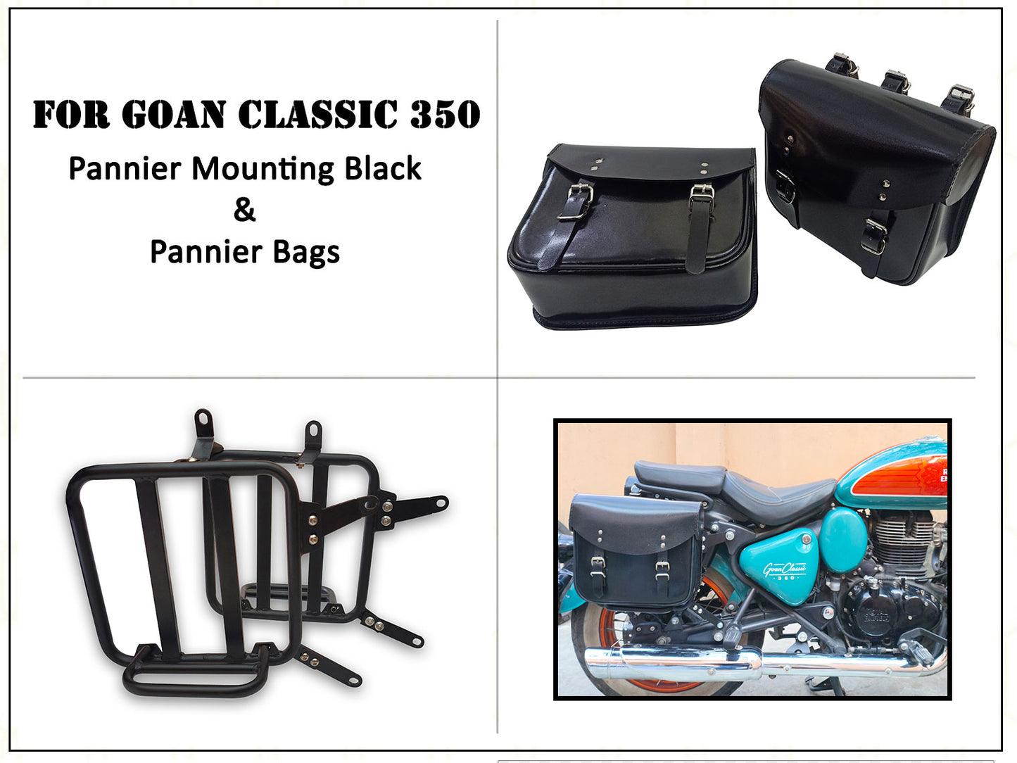 For Royal Enfield Goan Classic 350 Leather Pannier Bags With Mounting D1