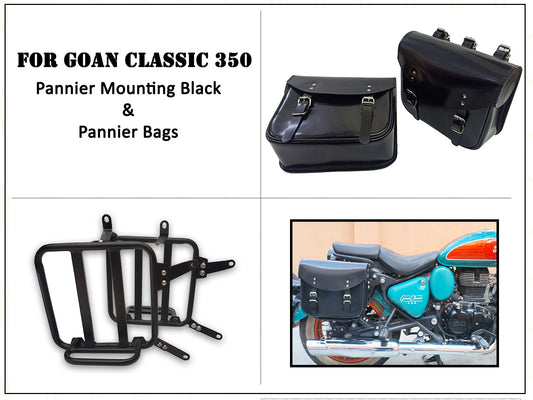For Royal Enfield Goan Classic 350 Leather Pannier Bags With Mounting D1