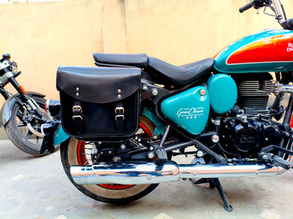 For Royal Enfield Goan Classic 350 Leather Pannier Bags With Mounting D1
