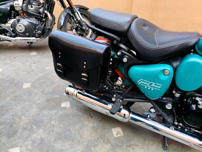 For Royal Enfield Goan Classic 350 Leather Pannier Bags With Mounting D1