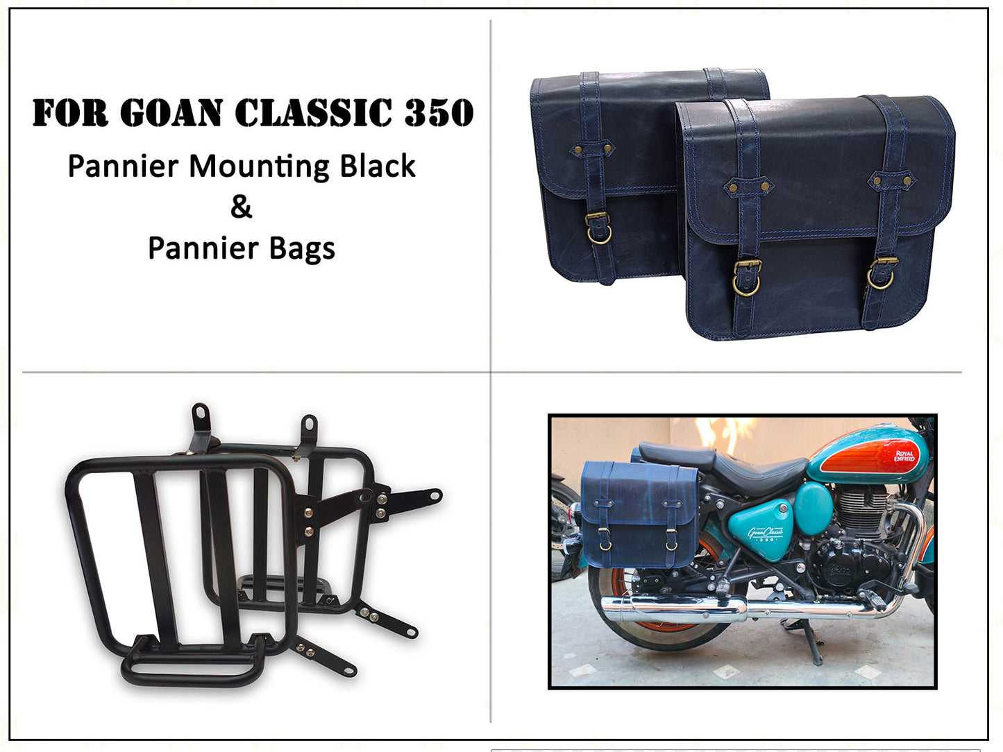 For Royal Enfield Goan Classic 350 Leather Pannier Bags With Mounting D2