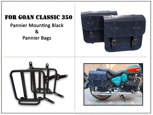 For Royal Enfield Goan Classic 350 Leather Pannier Bags With Mounting D2