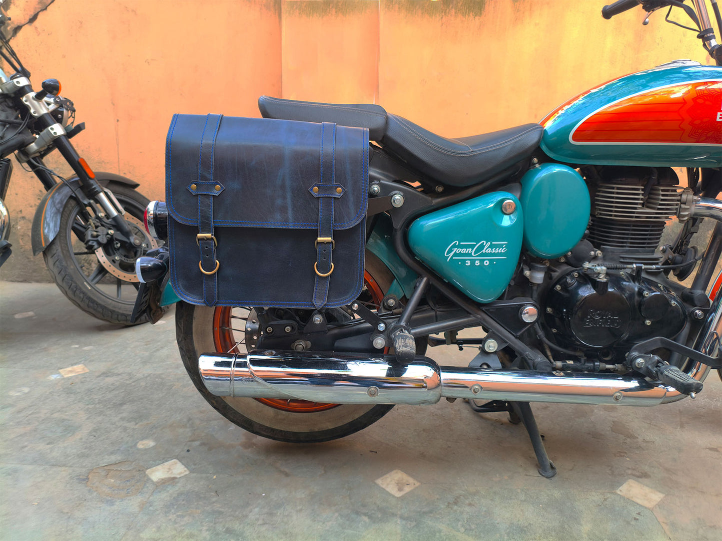 For Royal Enfield Goan Classic 350 Leather Pannier Bags With Mounting D2