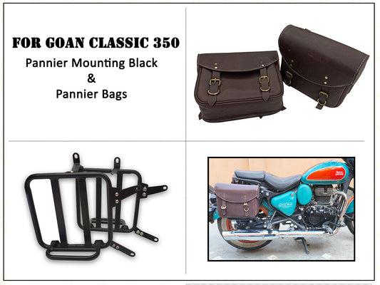 For Royal Enfield Goan Classic 350 Leather Pannier Bags With Mounting D3