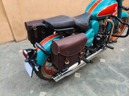 For Royal Enfield Goan Classic 350 Leather Pannier Bags With Mounting D3