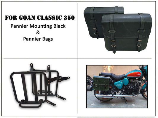 For Royal Enfield Goan Classic 350 Leather Pannier Bags With Mounting D5