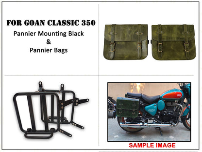 For Royal Enfield Goan Classic 350 Leather Pannier Bags With Mounting D6